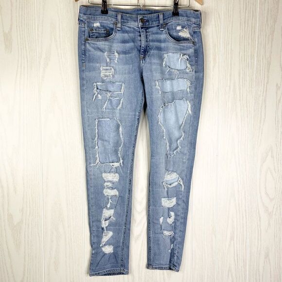 Rag And Bone Women's Brigade Light Wash Distressed The Dre Jeans Size 29 - Picture 1 of 7